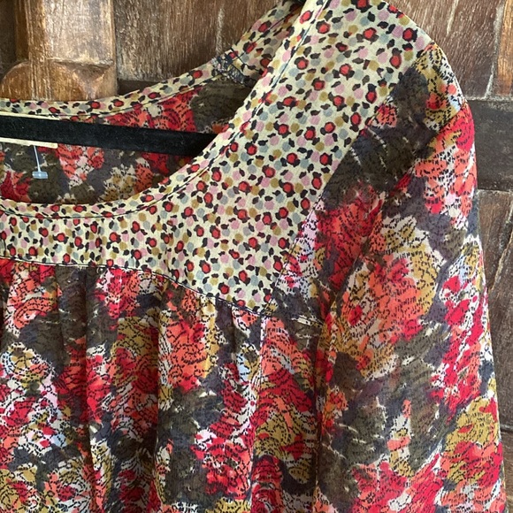 Urban Outfitters flowy Staring at Stars colorful bell sleeve tunic top - Picture 3 of 12